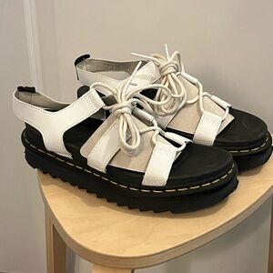 Dr. Martens White and Black Sandals with Chunky Sole